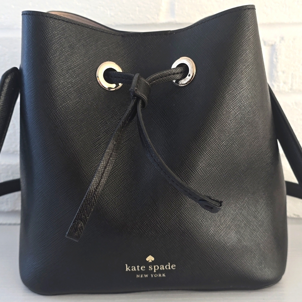 Kate Spade Leather Bucket Bag Crossbody Black